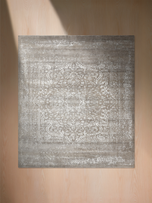 Kavi Wool & Bamboo Silk Hand-Knotted Rug - Stone Grey