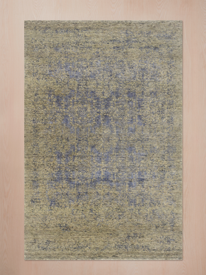 Corven Hand-knotted Wool & Bamboo Silk Rug - Khaki