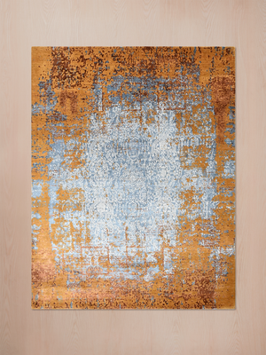 Oryn Hand-knotted Wool & Bamboo Silk Rug - Rust