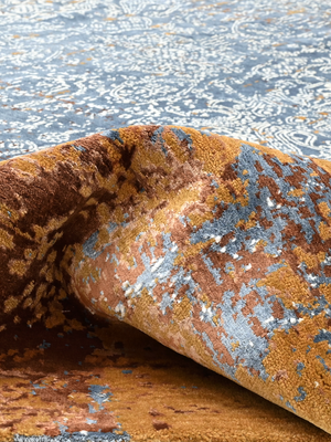Oryn Hand-knotted Wool & Bamboo Silk Rug - Rust