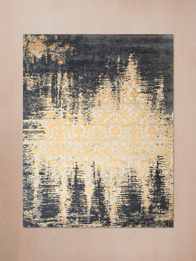 Ravell Hand-Knotted Wool & Bamboo Silk Rug - Charcoal