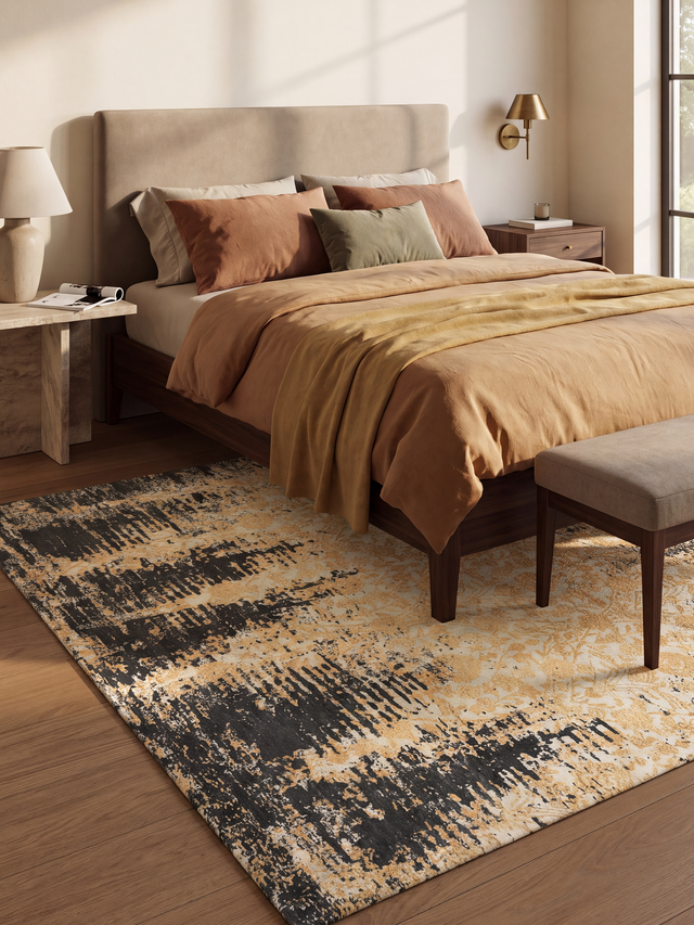 Ravell Hand-Knotted Wool & Bamboo Silk Rug - Charcoal