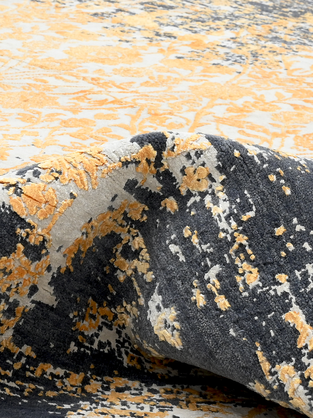 Ravell Hand-Knotted Wool & Bamboo Silk Rug - Charcoal