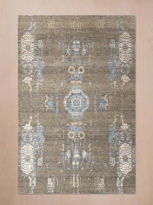 Calder Hand-knotted Wool & Bamboo Silk Rug - Khaki