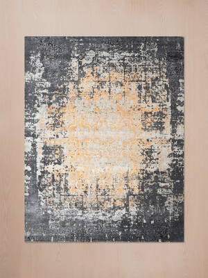 Isven Hand-knotted Wool & Bamboo Silk Rug - Charcoal