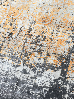 Isven Hand-knotted Wool & Bamboo Silk Rug - Charcoal