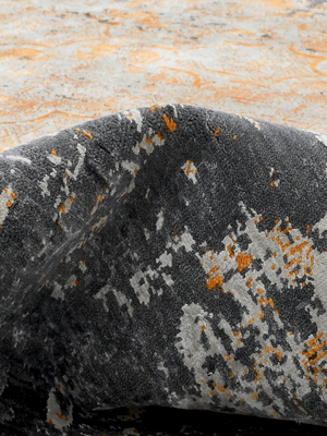 Isven Hand-knotted Wool & Bamboo Silk Rug - Charcoal