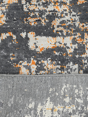 Isven Hand-knotted Wool & Bamboo Silk Rug - Charcoal