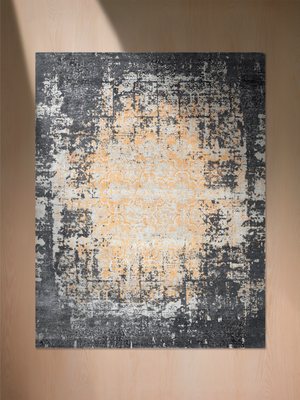 Isven Hand-knotted Wool & Bamboo Silk Rug - Charcoal