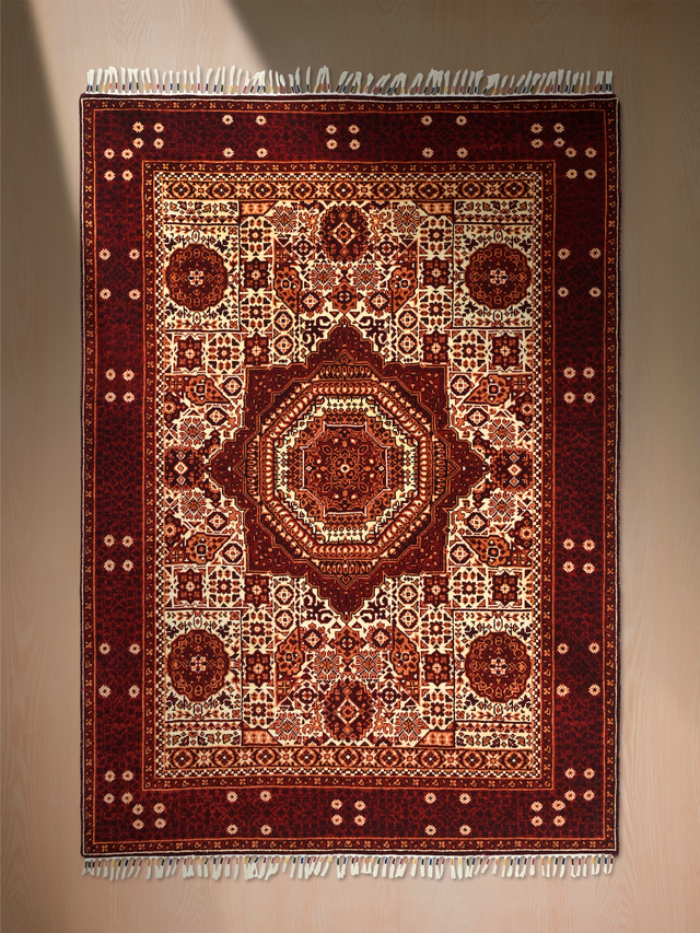 Zafira Hand-Knotted Wool & Bamboo Silk Rug - Burgundy