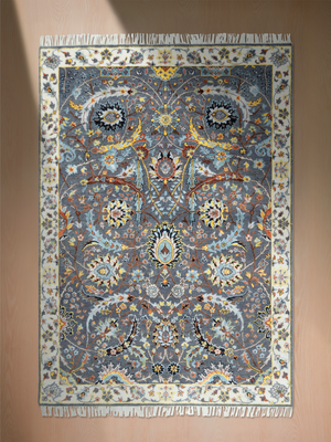 Kavro Hand-Knotted Wool & Bamboo Silk Persian Rug - Grey