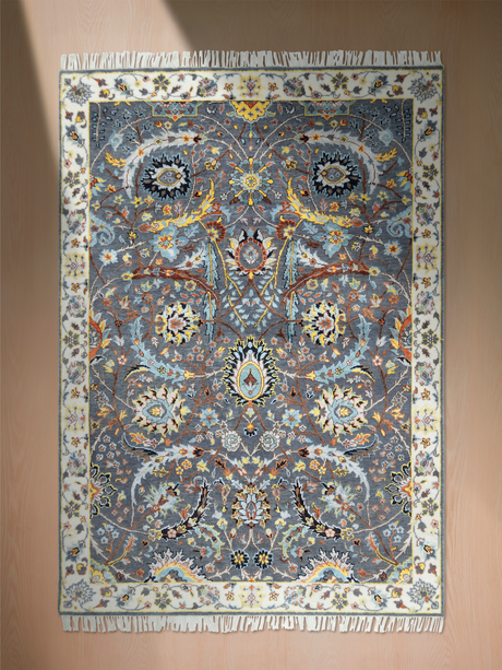 Kavro Hand-Knotted Wool & Bamboo Silk Rug - Grey