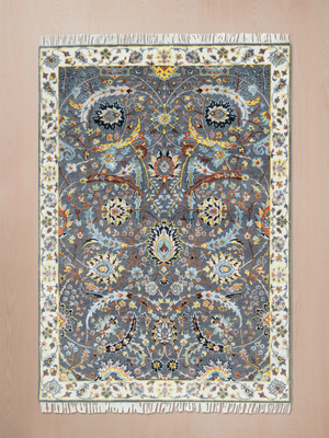 Kavro Hand-Knotted Wool & Bamboo Silk Persian Rug - Grey