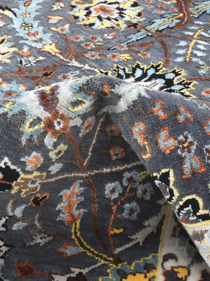 Kavro Hand-Knotted Wool & Bamboo Silk Persian Rug - Grey