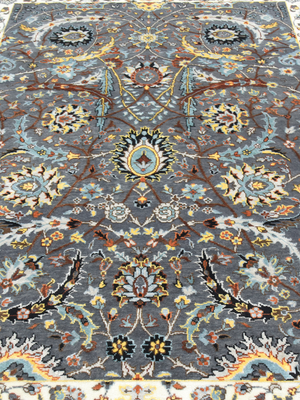 Kavro Hand-Knotted Wool & Bamboo Silk Persian Rug - Grey