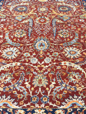 Kavro Hand-Knotted Wool & Bamboo Silk Persian Rug - Burgundy