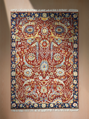 Kavro Hand-Knotted Wool & Bamboo Silk Persian Rug - Burgundy