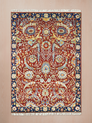 Kavro Hand-Knotted Wool & Bamboo Silk Persian Rug - Burgundy