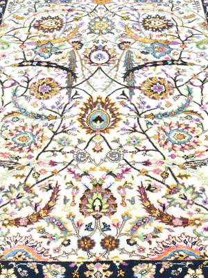 Kavro Hand-Knotted Wool & Bamboo Silk Persian Rug - Off-White