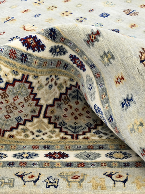 Torin Hand-Knotted Wool & Bamboo Silk Persian Rug - Grey