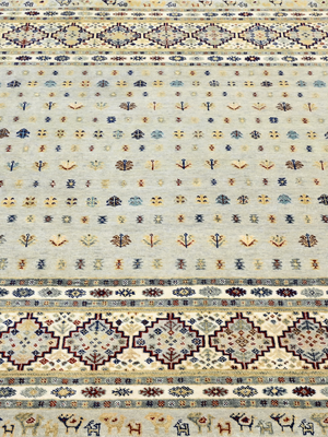 Torin Hand-Knotted Wool & Bamboo Silk Persian Rug - Grey