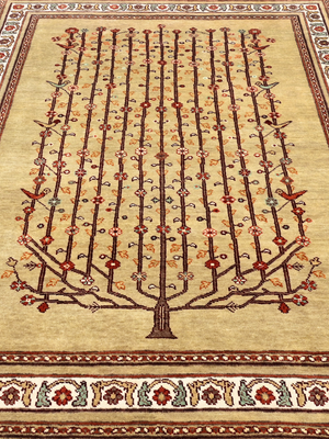 Sarev Hand-Knotted Wool & Bamboo Silk Persian Rug - Sand