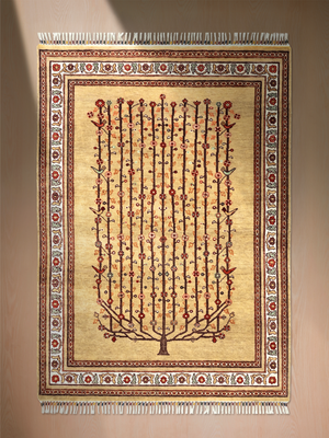 Sarev Hand-Knotted Wool & Bamboo Silk Persian Rug - Sand