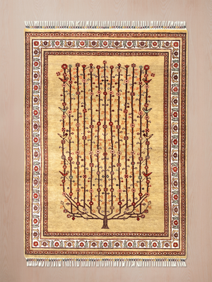 Sarev Hand-Knotted Wool & Bamboo Silk Persian Rug - Sand