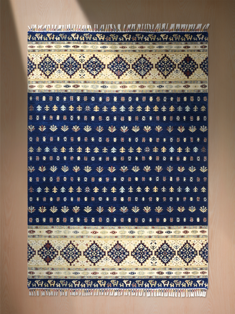 Virel Hand-Knotted Wool & Bamboo Silk Rug - Blue