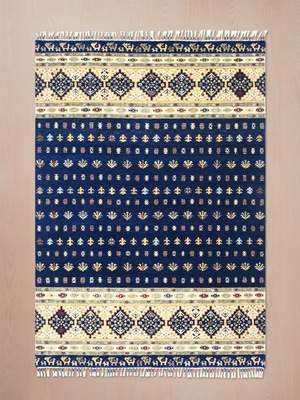 Virel Hand-Knotted Wool & Bamboo Silk Persian Rug - Blue