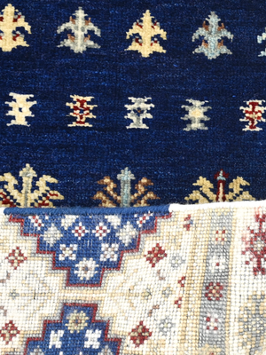 Virel Hand-Knotted Wool & Bamboo Silk Persian Rug - Blue