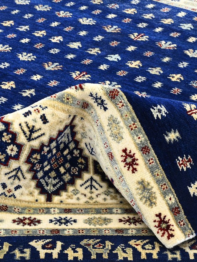 Virel Hand-Knotted Wool & Bamboo Silk Rug - Blue