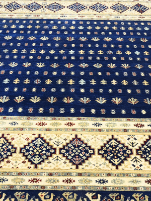 Virel Hand-Knotted Wool & Bamboo Silk Persian Rug - Blue