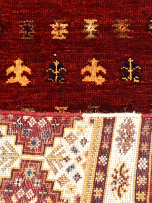 Virel Hand-Knotted Wool & Bamboo Silk Persian Rug - Burgundy