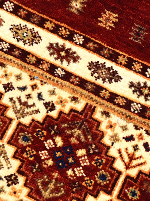 Virel Hand-Knotted Wool & Bamboo Silk Persian Rug - Burgundy