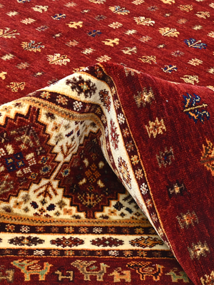 Virel Hand-Knotted Wool & Bamboo Silk Persian Rug - Burgundy