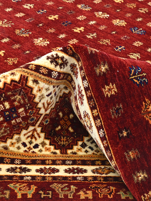 Virel Hand-Knotted Wool & Bamboo Silk Rug - Burgundy