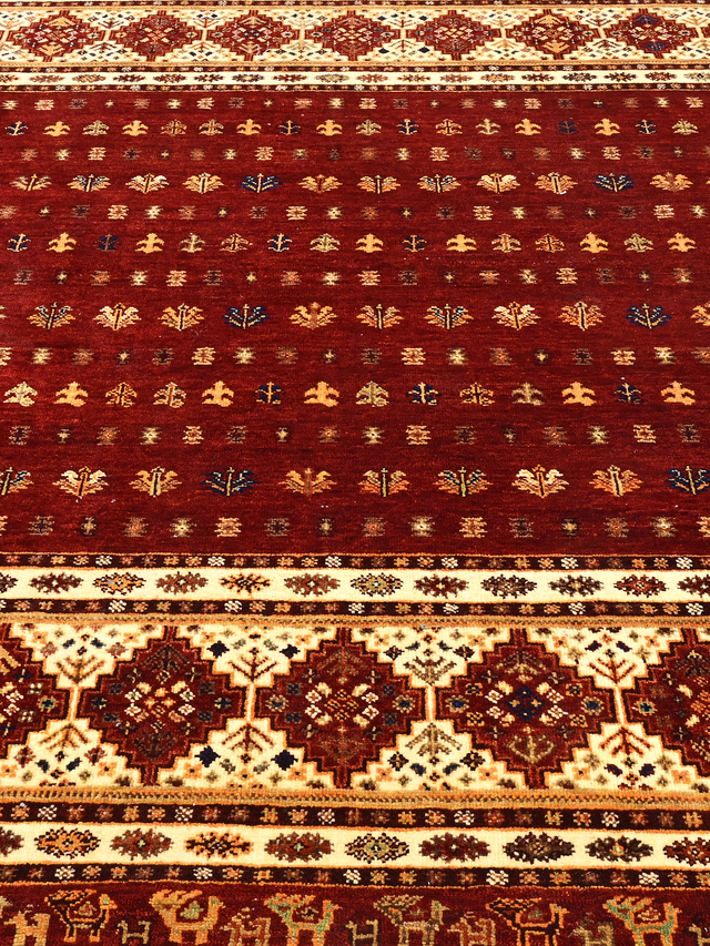 Virel Hand-Knotted Wool & Bamboo Silk Rug - Burgundy