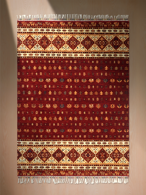 Virel Hand-Knotted Wool & Bamboo Silk Persian Rug - Burgundy