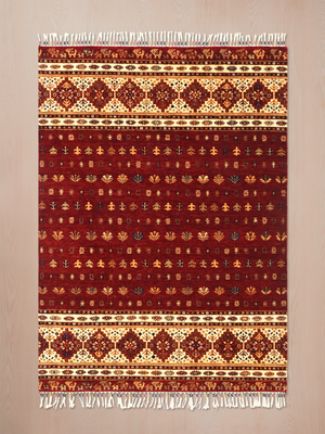 Virel Hand-Knotted Wool & Bamboo Silk Persian Rug - Burgundy