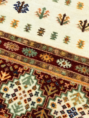 Virel Hand-Knotted Wool & Bamboo Silk Persian Rug - Cream
