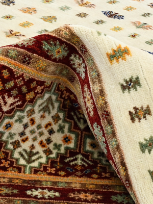 Virel Hand-Knotted Wool & Bamboo Silk Persian Rug - Cream