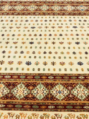Virel Hand-Knotted Wool & Bamboo Silk Persian Rug - Cream