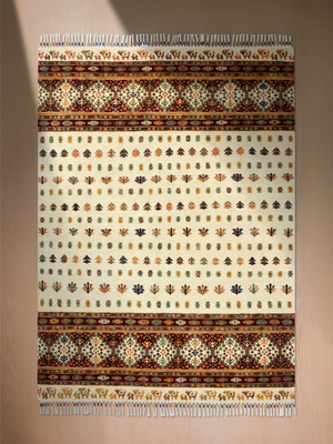 Virel Hand-Knotted Wool & Bamboo Silk Persian Rug - Cream