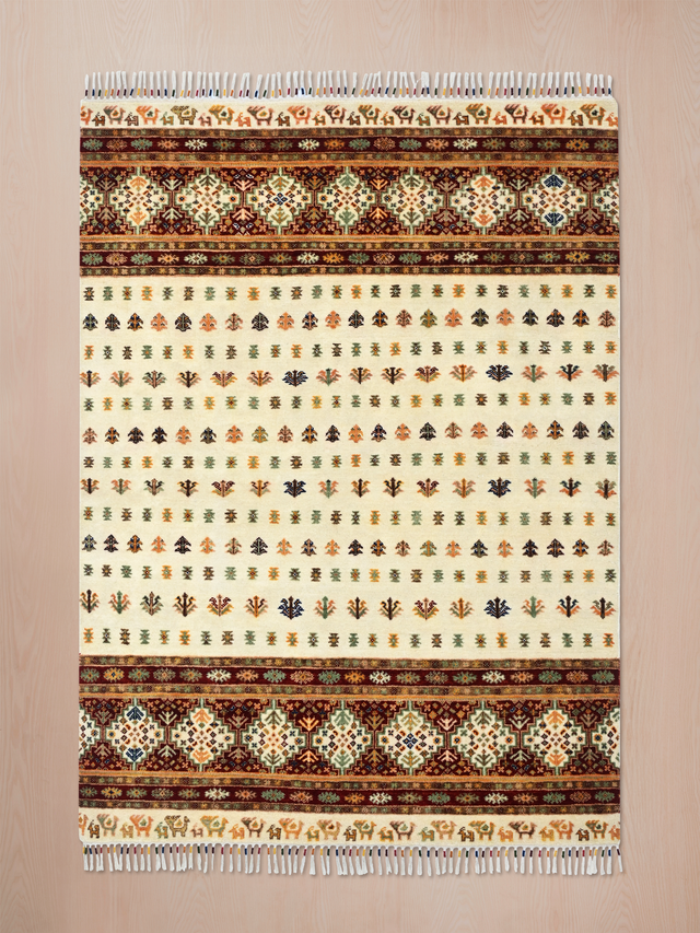 Virel Hand-Knotted Wool & Bamboo Silk Rug - Cream