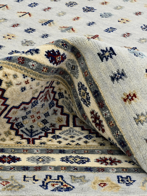 Virel Hand-Knotted Wool & Bamboo Silk Persian Rug - Grey