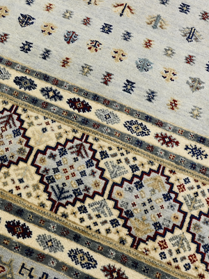 Virel Hand-Knotted Wool & Bamboo Silk Persian Rug - Grey