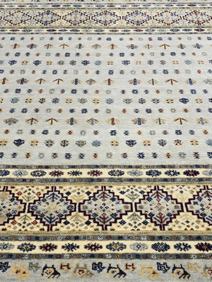 Virel Hand-Knotted Wool & Bamboo Silk Persian Rug - Grey