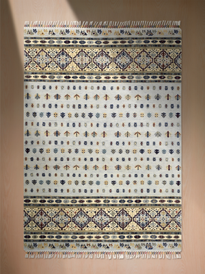 Virel Hand-Knotted Wool & Bamboo Silk Persian Rug - Grey
