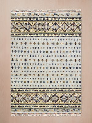 Virel Hand-Knotted Wool & Bamboo Silk Persian Rug - Grey